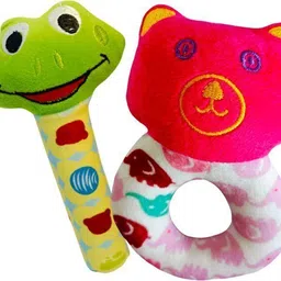 minku creations Soft Plush Baby Rattle Toy Set – Cute Frog & Bear Shape for Newborns Rattle-picture-25