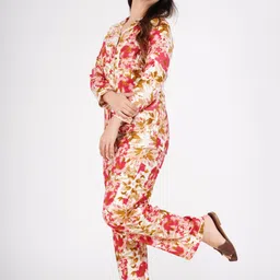 mintmarie Women Night Suit Set Pink Printed image 3