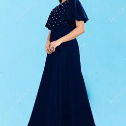 4jstar Women Gown Blue Maxi/Full Length Dress image 3