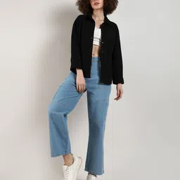 campus sutra Women Regular Fit Solid Spread Collar Casual Shirt image 4