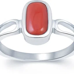s kumar gems & jewels 625 Ratti Coral Siver Ring Silver Coral Ring-picture-34