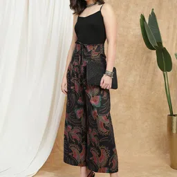 globus Women Straight Fit Multicolor Viscose Rayon Trousers image 5