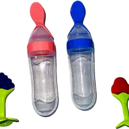 yuvex NEW BORN BABY 2 SPOON BOTTLE, 2 TEETHER, SET-4 MULTICOLOR Feeder image 1
