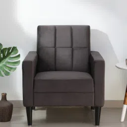 casacraft from pepperfry Arcelia Fabric 1 Seater Sofa In Charcoal Grey Colour image 1