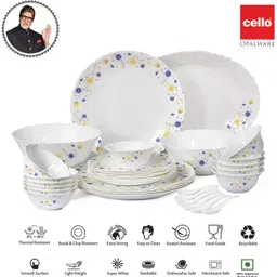 cello Pack of 33 Opalware Blooming Daisy 33 pcs Dinner Set image 2