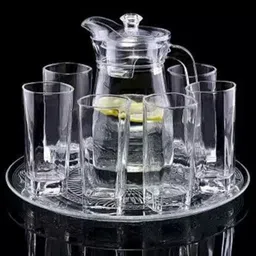mdnsho Water Glass Jug with Glass Lemon Set of 7 Pcs Glass Jug (1.3ml),6 Glass(280ml) Jug Glass Set-picture-15