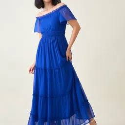 aayu Women Maxi Blue Full Length Dress image 4