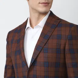 peter england Men Checkered Single Breasted Formal Blazer image 5