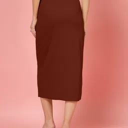oomph! Women Solid Wrap Around Brown Skirt image 3