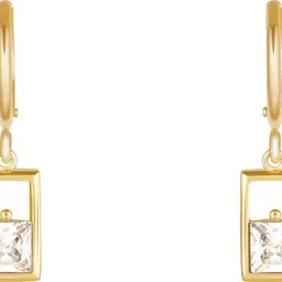 giva Sterling Silver Golden Bask in Glory Hoop Danglers for girls and womens Zircon Sterling Silver Hoop Earring image 4