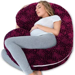 mom's moon Premium Flower print Velvet Microfibre Floral Pregnancy Pillow Pack of 1-picture-11