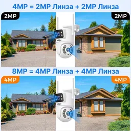SIOVS WIFI CCTV Dual Lens HD Camera Bullet+360° PTZ Control TwoWay Audio Night Vision Security Camera image 4