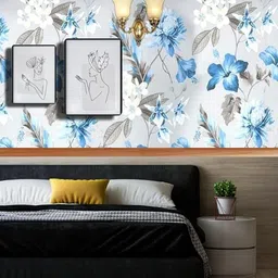 lara traders Vinyl Decorative Blue, White Wallpaper image 3