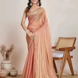 vraggi Solid/Plain Bollywood Chiffon, Pure Silk Saree-picture-11