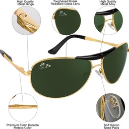 aislin Toughened Glass Lens, UV Protection Aviator, Wrap-around Sunglasses (64) image 3