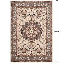presto Beige Traditional Wool 5 ft x 7 ft Hand Tufted Carpet image 3