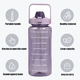 m9gi LargeCapacity Water Bottle Motivational travel bisycle home Straw gym trasparent 2000 ml Bottle image 3