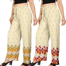 payaltextile Pack of 2 Women Regular Fit Multicolor Cotton Blend Trousers-picture-12