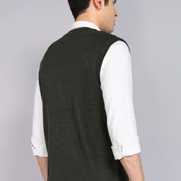 raymond Men Solid V Neck Grey Sweater image 3