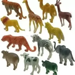 cj children's joy Zoo Wild Animal Toy Figures Set for Kids - 12 Pcs Jungle Learning Toys image 2