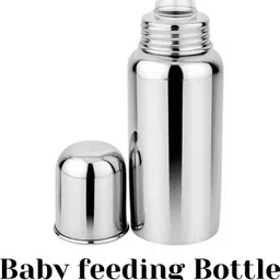 pappa Regular design Stainless steel baby feeding bottle with Aluminium Feeder Spoon - 300 ml image 3