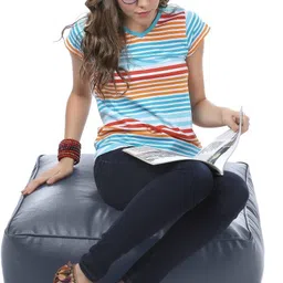 style homez Large Classic Square Floor Cushion Bean Bag Footstool With Bean Filling image 3