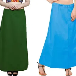 nebadita Pure cotton petticoat for women(dark green, sky) Pure Cotton Petticoat-picture-12