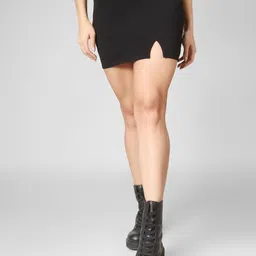 yunic29 Women Solid A-line Black Skirt-picture-43