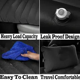 ccmm Universal Black Car Bed With 2Pillows/Air Pump/knozzel For Travel/Camping-66 Universal Polyster Black Car Bed For Travelling/Home/Camping-66 Car Inflatable Bed image 2