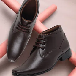 zixer Synthetic Leather Ankle Formal Shoes Men || Office Shoes For Men Latest Stylish || Chukka Boots Men || Party Wear Long Shoes For Men Long Boots Lace Up For Men image 3