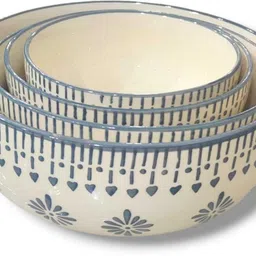 your local store Ceramic Mixing Bowl Grey Jhallar Bowl Set Of 4 (1000,750,500,300)Ml Serving Dinnerware Bowl Set-picture-19