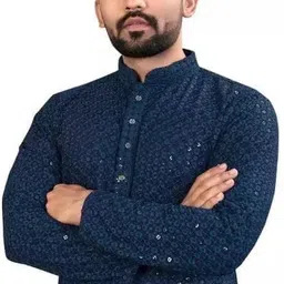 metro traders Men Silk Blend Kurta Pant Set-picture-16