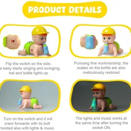 toyco Naughty Cute Crawling Baby Toy with Music And 3D Lights for Infants, Kids image 3