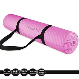 6MM(PINK+STRAP)100% EVA ANTI SKID Light Weight PINK YOGA MAT WITH CARRY STRAP Pink 6 mm Yoga Mat-image-50