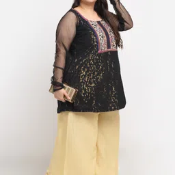 style prezone Women Flared Gold Viscose Rayon Trousers image 5