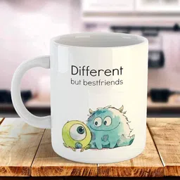 the mehra creation Cute Coffee for Best Friends - Different But Best Friends Quote Printed 11oz Ceramic Tea Cup - Best Friends Ceramic Coffee Mug-picture-23