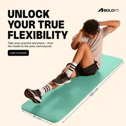 boldfit Yoga Mat for Men Women 6mm Exercise Mat Anti Skid Workout Yoga Matte Carry Strap Green 6 mm Yoga Mat image 4