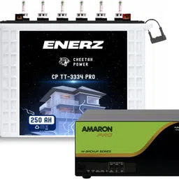 enerz 850 VA | 250AH Tall Tubular with 48 Months Warranty C20 Battery with 36 Months Warranty Pure Sine Wave Inverter image 1