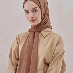 urshia Solid Georgette Women Brown Scarf image 3