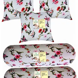 actos Microfibre Bolster Pack of 5 Floral Combo Set Of 3 Cushion And 2 image 2