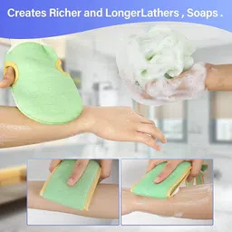 auraghu Full Body Exfoliating Bath Set with Loofah, Scrub Belt & Glove (3PCS LOOFAH SET) image 3