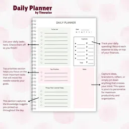 timewise Daily Planner Minimalist Schedule your Day Journal A5 Planner Unruled 140 Pages image 3