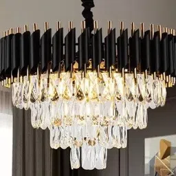 kayuv crystal Black Gold polish metal 500mm chandelier hanging ceiling pendant jhoomer Chandelier Ceiling Lamp-picture-26