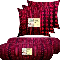 actos Microfibre Bolster Pack of 5 Geometric 3 Cushion And 2-picture-24