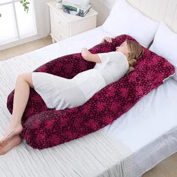 mom's moon Premium Flower print Velvet Microfibre Floral Pregnancy Pillow Pack of 1 image 4