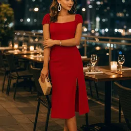 westhood Women Bodycon Red Knee Length Dress-picture-18