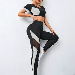 kgn hub Color Block Women Black, White Tights image 3