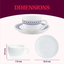 larah by borosil Pack of 8 Opalware Ocean Tea/Coffee, Bone Ash Free Crockery Set Ideal For Daily Use & Gifting image 3
