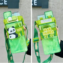 awejoy Kid's Cartoon Water Bottle for girls & boys, Leak-Proof, with Adjustable Strap 520 ml Water Bottle image 4