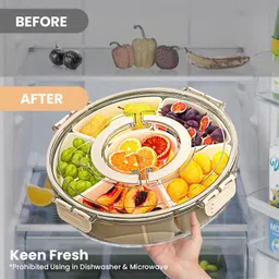 maycreate Divided Serving Tray with Lid and Handle 6 Compartment Rotating Food Platter Tray Serving Set image 5